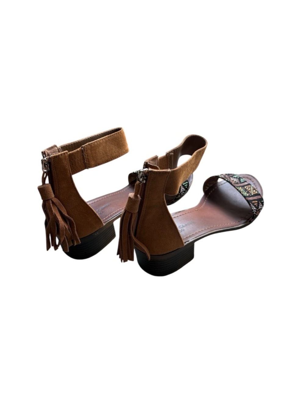 Rock & Candy Brown Ankle-Strap Beaded Block Heel Sandals - Picture 3 of 7